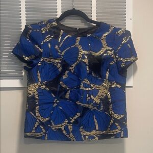 Milly Royal Blue and Gold Patterned Top